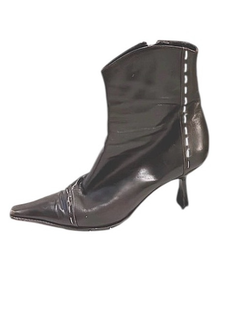 Sebastian Milano Women’s Vintage Pointy Brown Leather Kitten Heel Ankle Boots 6